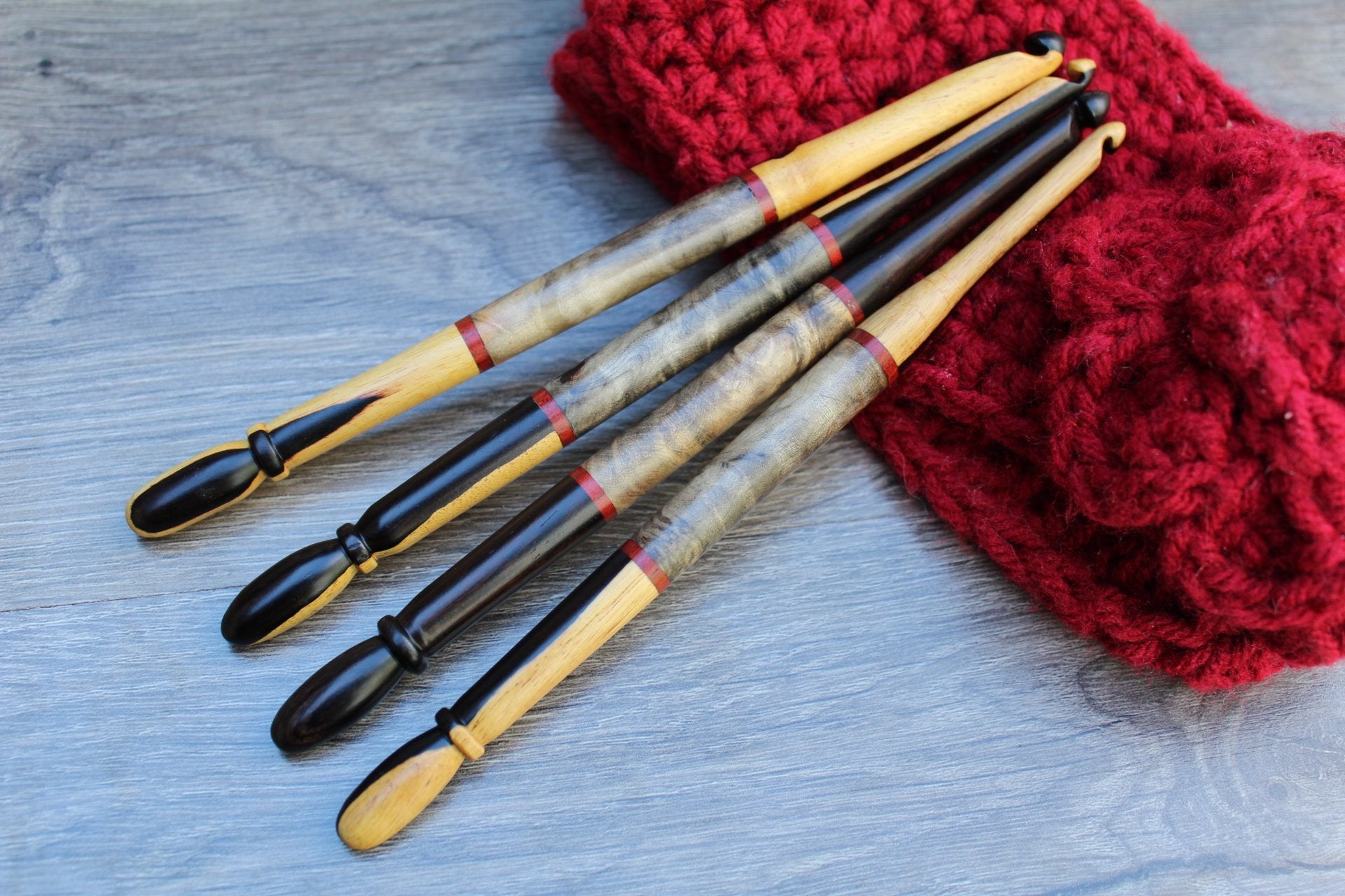 Wooden Crochet Hooks for Arthritic Hands - Set of 7