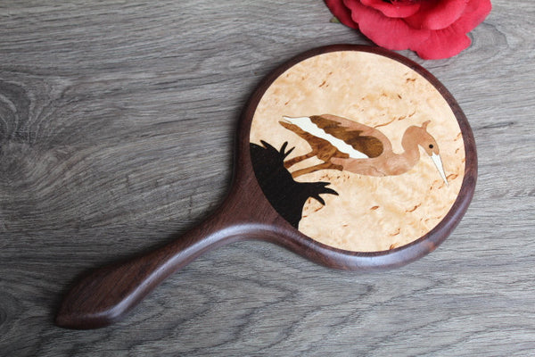 walnut wood mirror small mirror hand held mirror brief design